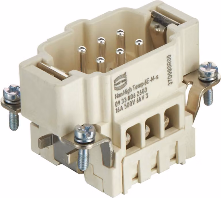 HARTING Han High Temp 6E inserto maschio (M) connessione a vite, 6 poli + PE 500 V, 16 A - 1 pezzo