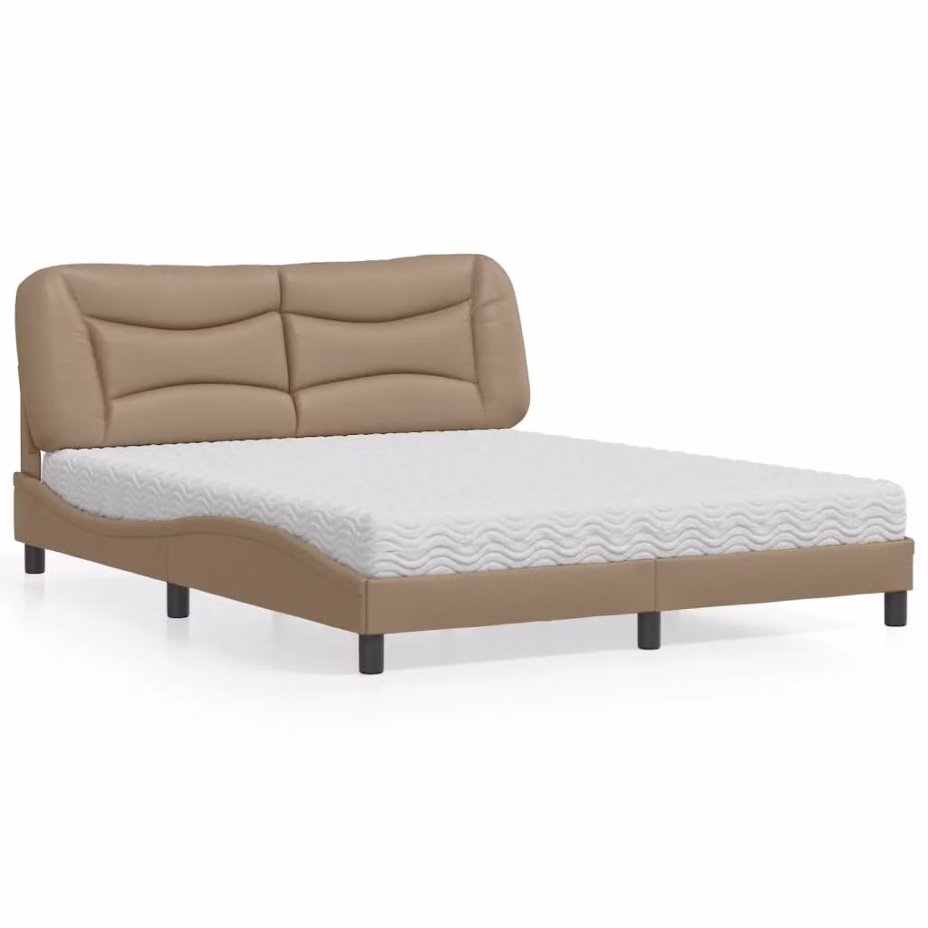 Letto con Materasso Hvar vidaXL in Similpelle Cappuccino L/P/H: 218 x 160 x 65 cm