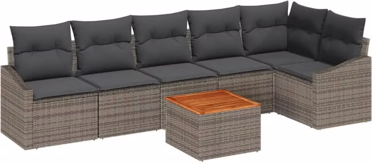 Set Divano da Giardino 7 pcs Grigio polyrattan