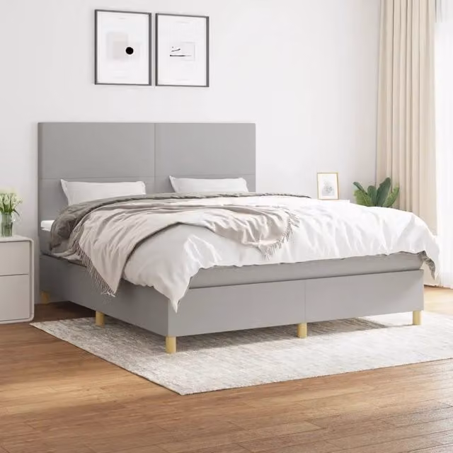 Giroletto a Molle con Materasso Grigio Chiaro180x200 cm Tessuto 3142193