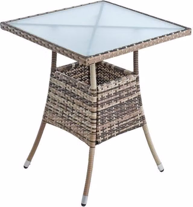 Tavolino in polyrattan tavolo da balcone 57 cm tavolo in rattan tavolo da giardino beige-marrone