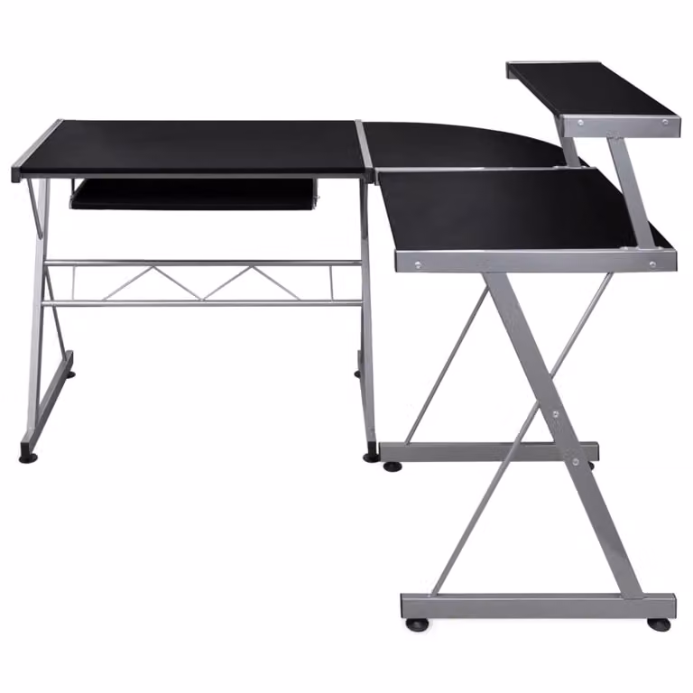 Scrivania angolare per computer nera 132x112x99 cm in materiale ligneo