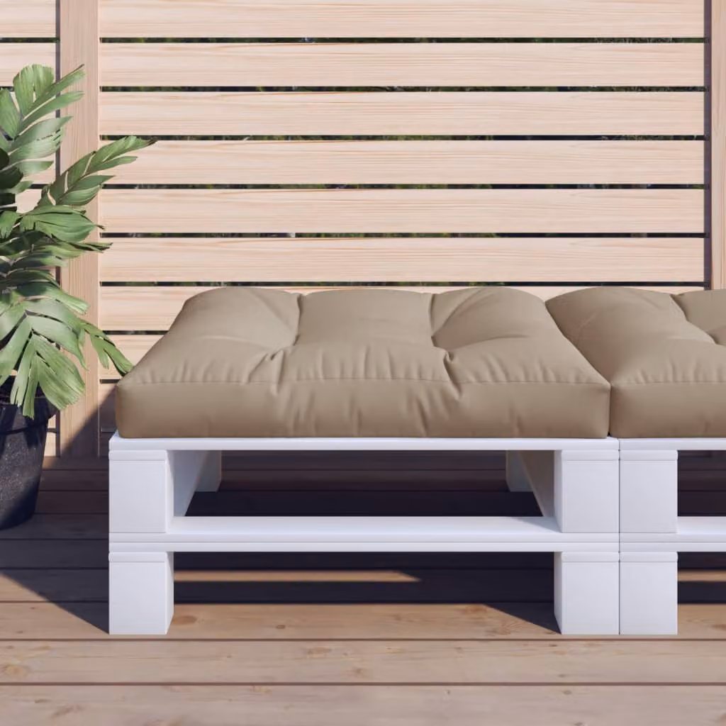 Cuscino per Pallet vidaXL Beige/Grigio L/P/H: 80 x 80 x 12 cm in Poliestere Idrorepellente e Resistente ai Raggi UV