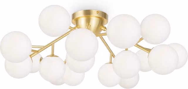 Plafoniera Maytoni Dallas ottone 20 luci sfere bianche