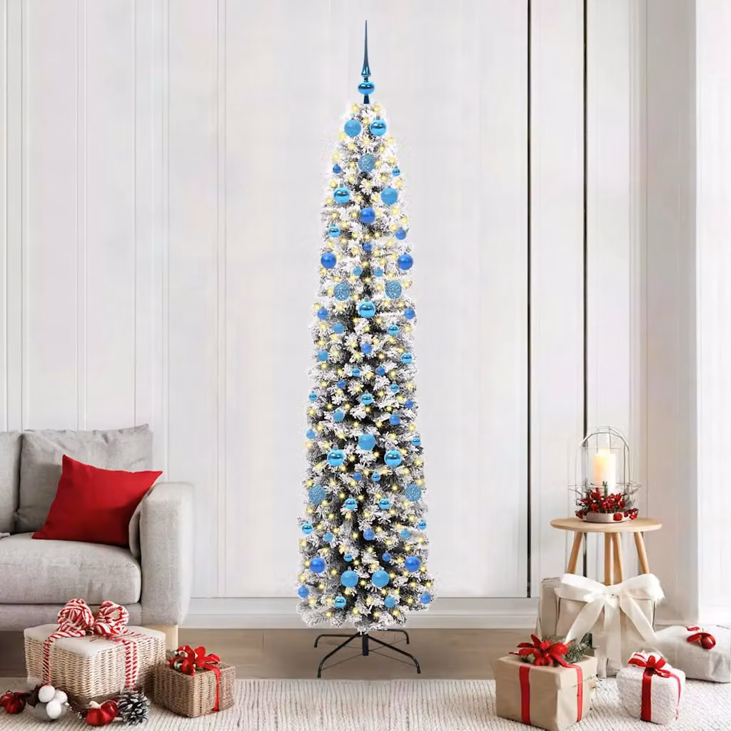 Albero di Natale artificiale moderno vidaXL verde con 300 LED luce bianca calda, Altezza: 210 cm