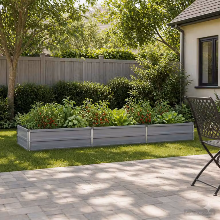 Letto rialzato da giardino vidaXL in metallo Grigio L: 240 cm, P: 80 cm, H: 24 cm