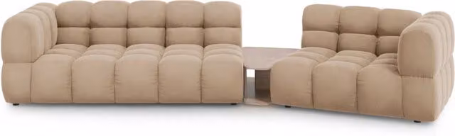 Divano modulare Sky Cosmopolitan Design a 3 posti in velluto color sabbia con configurazione a L destra