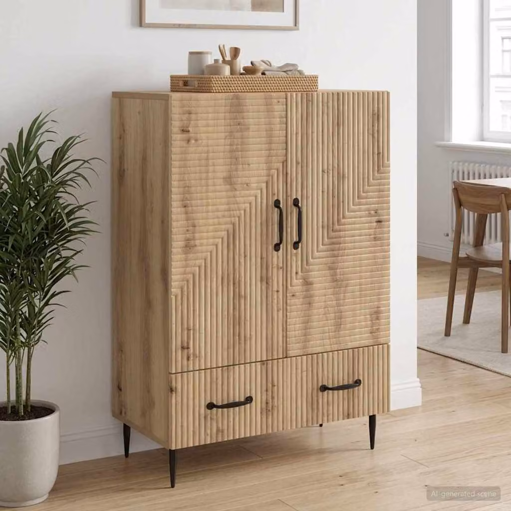 Credenza moderna vidaXL in legno e metallo color marrone L: 66 cm, P: 34,5 cm, H: 95 cm