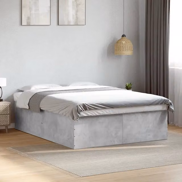Letto con giroletto vidaXL in legno multistrato grigio, L/P/H: 150 x 200 x 30 cm