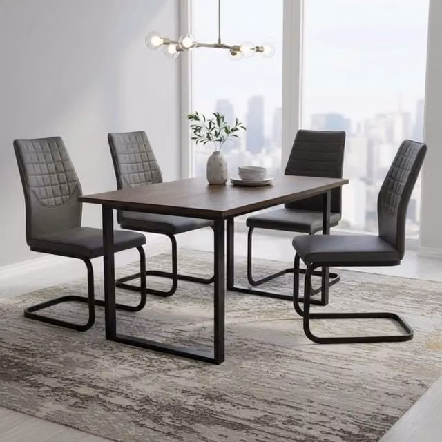Set di 4 sedie moderne DMORA in velluto grigio e nero con struttura in metallo nero opaco – 1