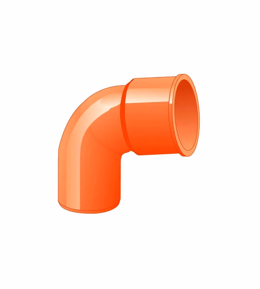 EDIL PLAST Curva evacuazione PVC 87° D.80 mm arancione L 14 cm