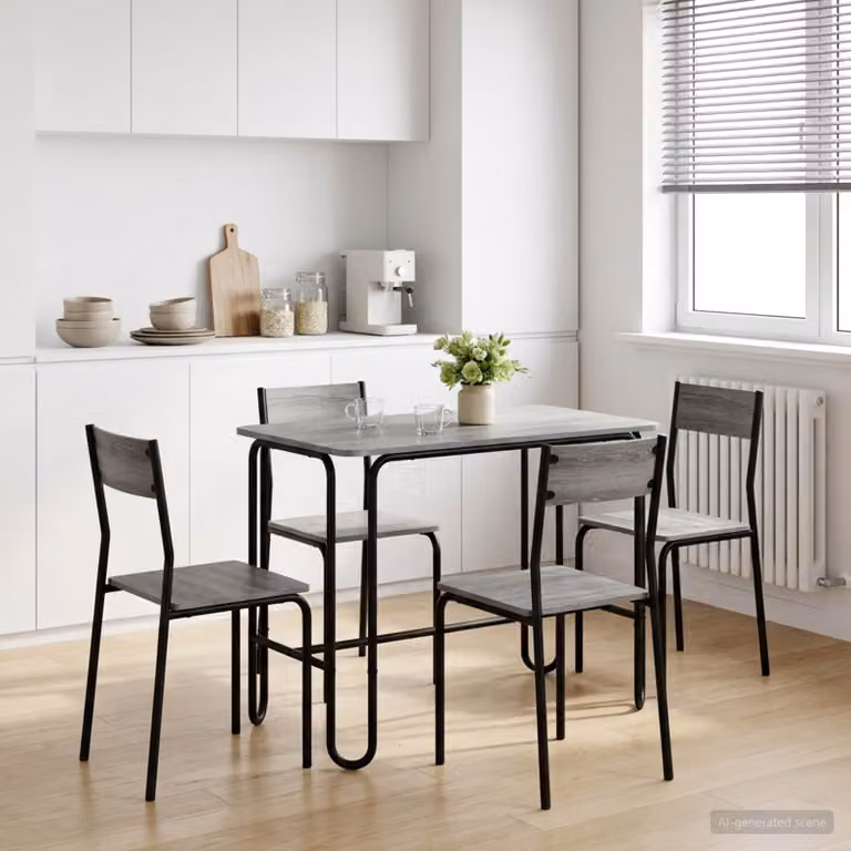 vidaXL Tavolo da pranzo moderno rettangolare in legno ingegnerizzato e metallo, Grigio e Argento, L 100 x P 50 x H 75 cm