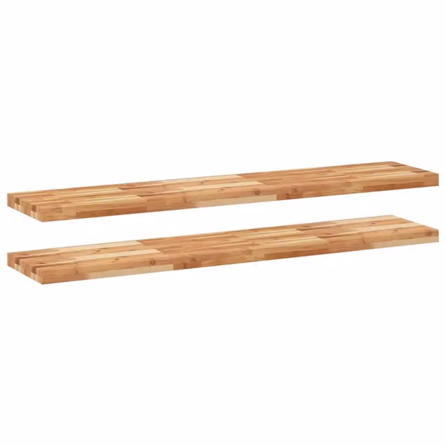 2 pz Mensole da Parete | Scaffali a Parete | Ripiano a parete 160x30x4 cm Legno Acacia Rifinito a Olio