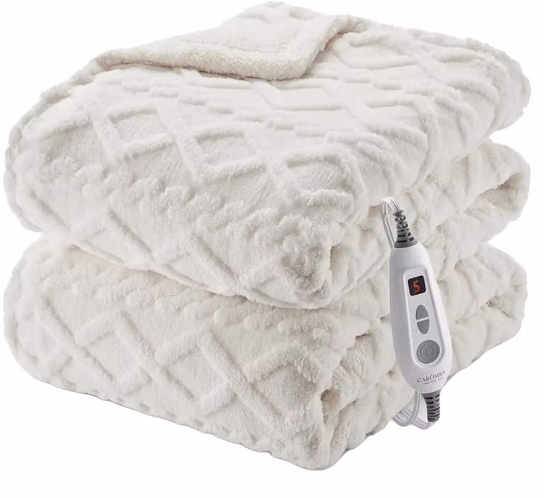 Coperta elettrica, 6 livelli di riscaldamento, spegnimento automatico, colore bianco