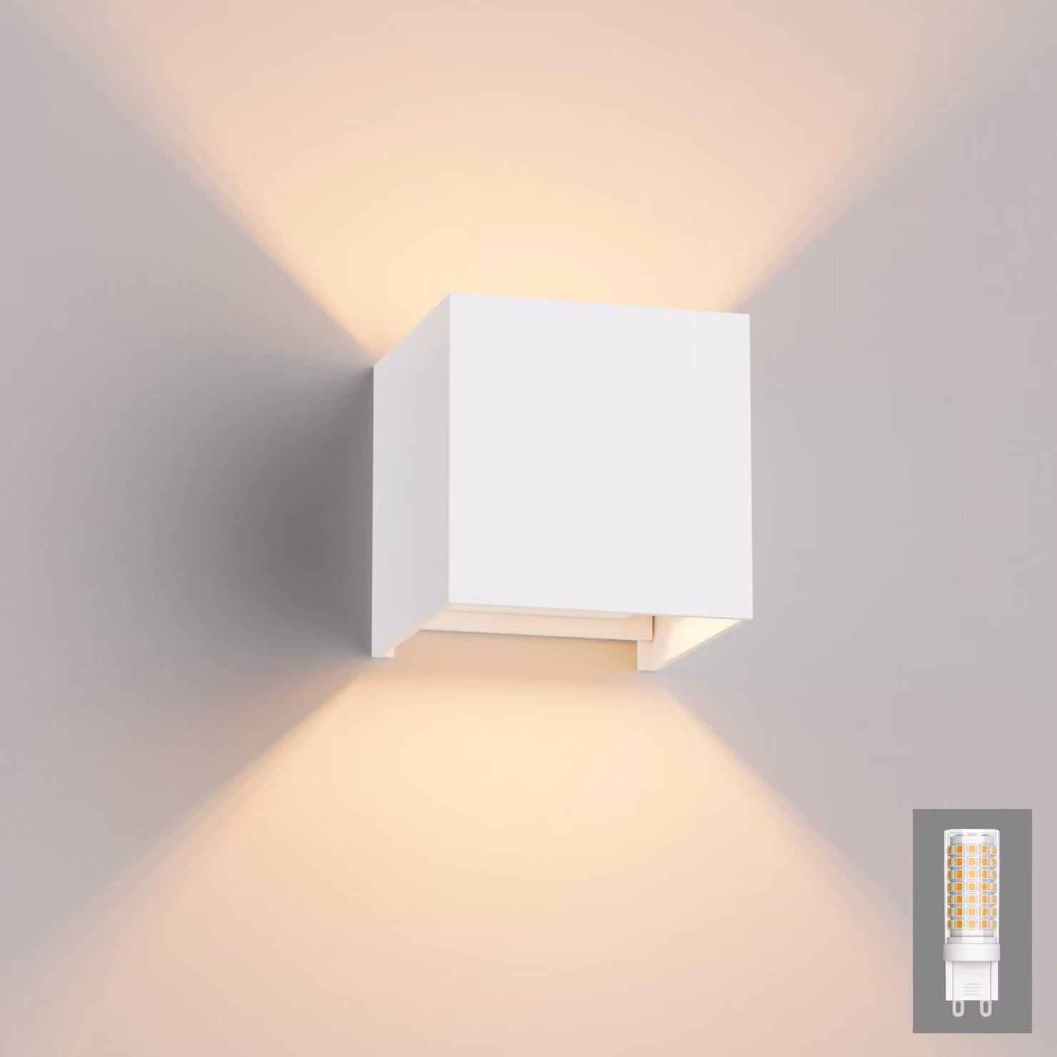 Lampada a LED da parete, attacco G9, IP54, luce calda (3000K), per interni ed esterni