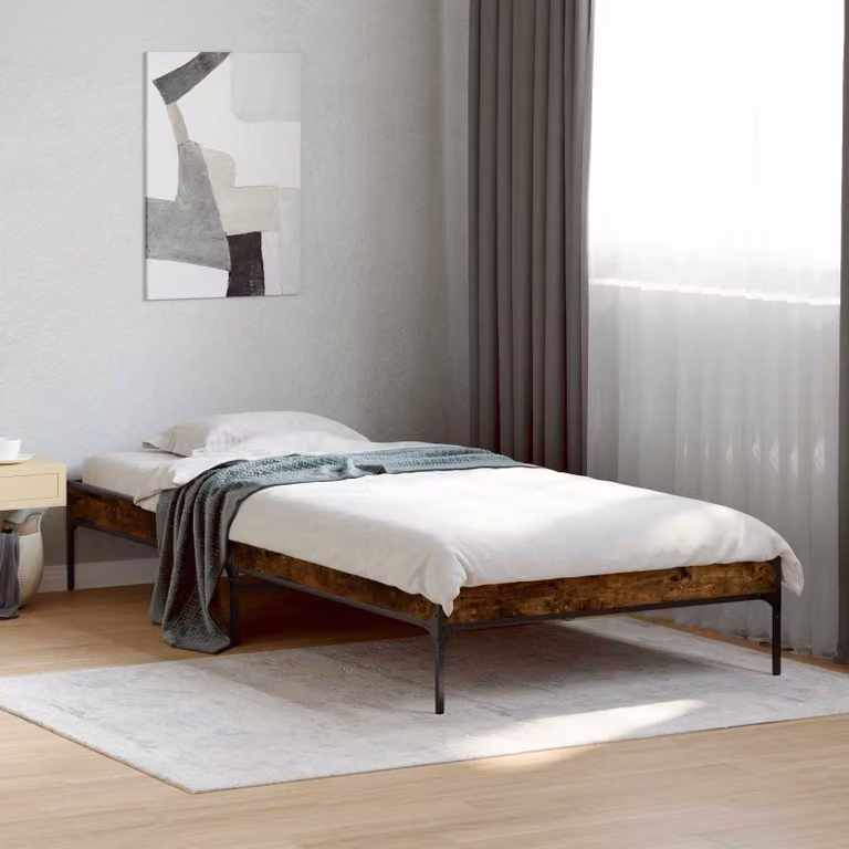 Struttura del letto moderna vidaXL in legno color quercia fumosa, L 80 x P 200 cm
