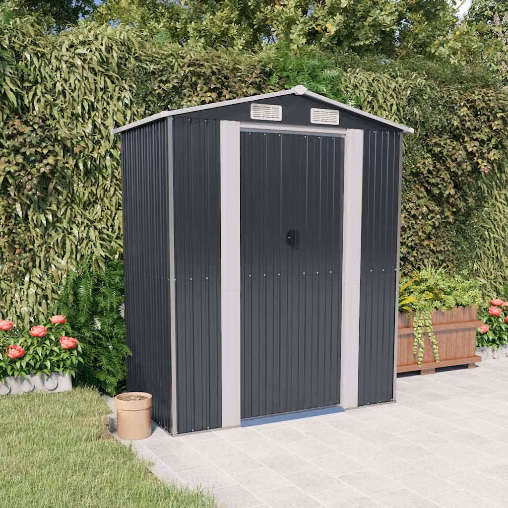 vidaXL Capanno da Giardino in Acciaio Zincato Antracite L: 192 cm, P: 108 cm, H: 223 cm