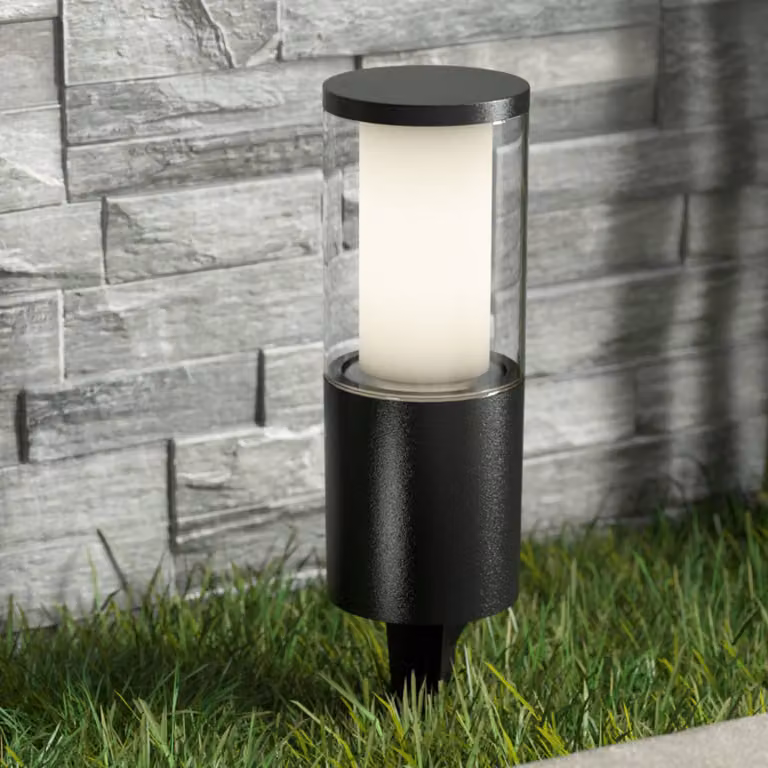 Fumagalli Spot LED a picchetto Carlo in nero 25cm 3,5W CCT, Nero, Plastica, Moderno