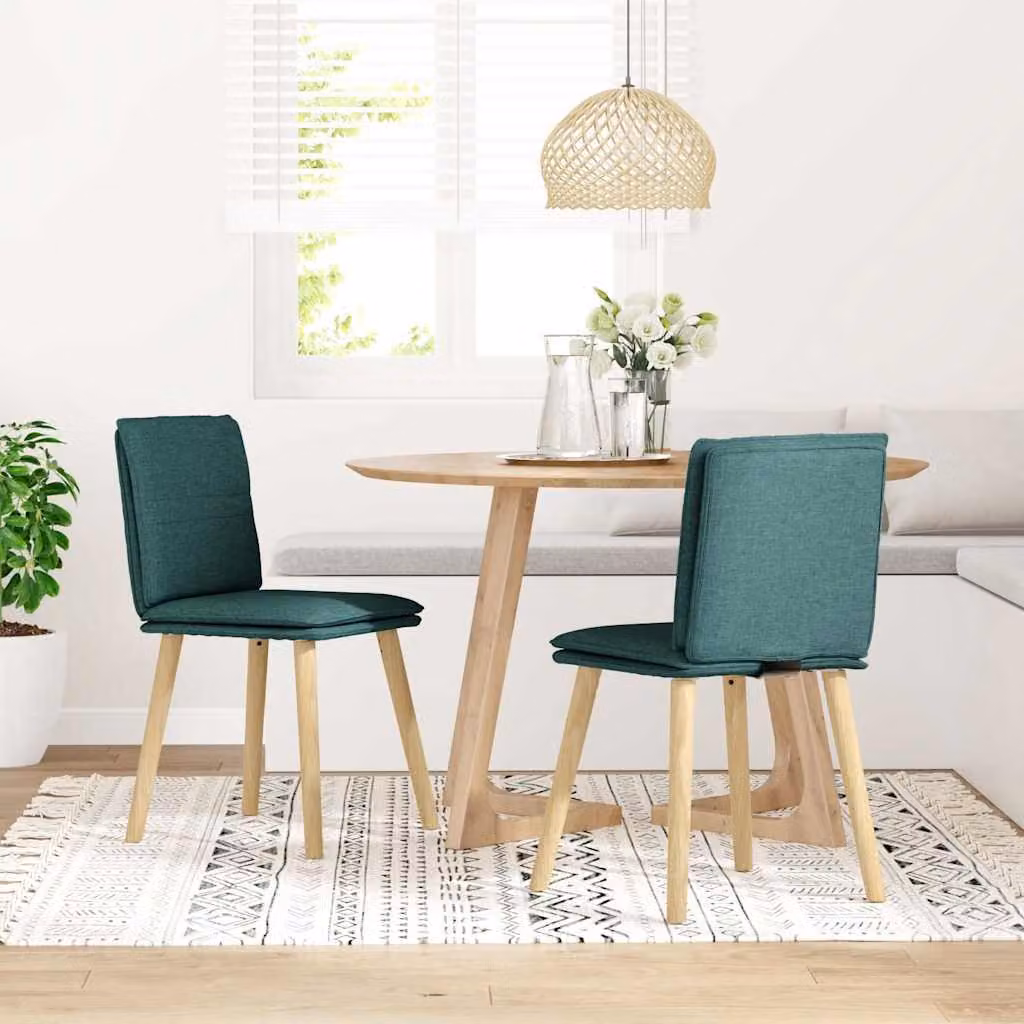 Sedie da Pranzo 2 pz Verde Scuro in Tessuto