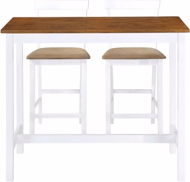 Set Tavolo e Sedie da Bar 3 pz Legno Massello Marrone e Bianco 275233