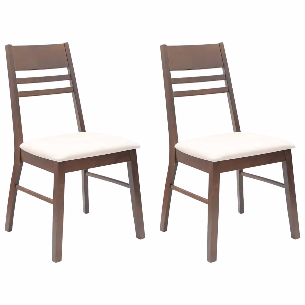 Set di 2 sedie da pranzo vidaXL in legno di gomma marrone chiaro L 43 x P 54 x H 89 cm – 2