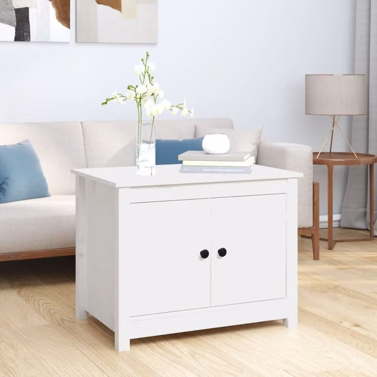Maison Exclusive - Tavolino bianco 71x49x55 cm in legno massello di pino
