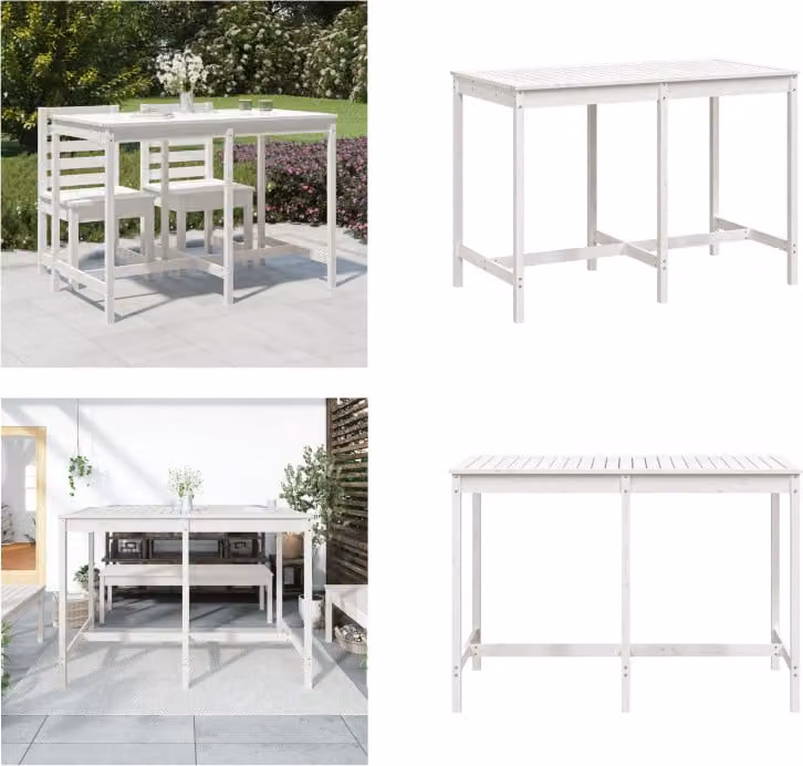 vidaXL Tavolo da giardino bianco 159,5x82,5x110 cm in legno di pino massiccio - Tavolo da giardino - Tavoli da giardino - Tavolo da esterno - Tavolo da patio