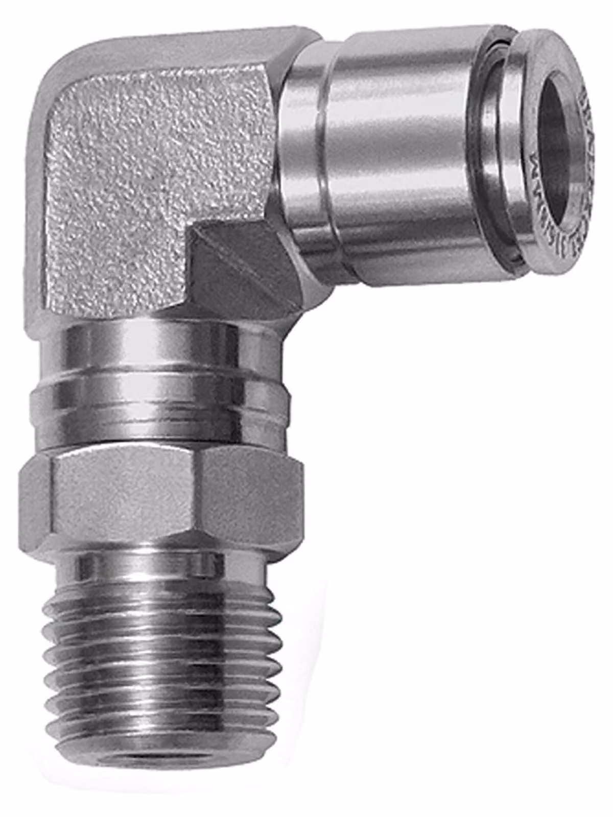 Raccordo a L Riegler, girevole, R 1/2 a., guaina Ø 14, ES 1.4404