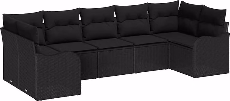 Set Divano da Giardino con archiviazione 7 pcs Nero Poly Rattan