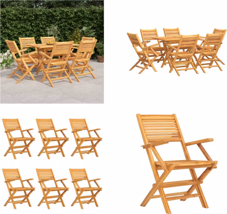 vidaXL Set da pranzo da giardino 7 pezzi in legno massiccio di teak - Set da pranzo da giardino - Set da pranzo - Set da pranzo da esterno