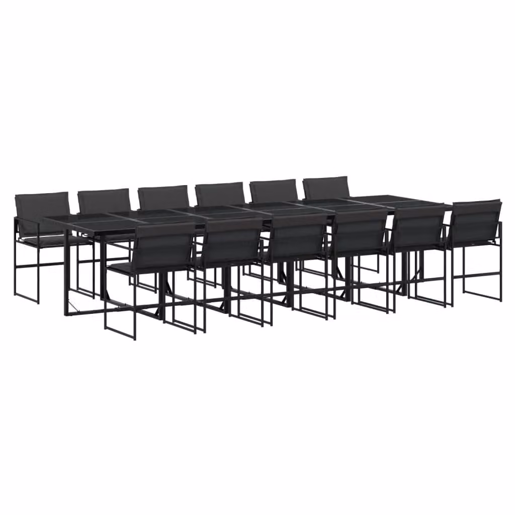 Set da Pranzo da Giardino 13 pz con Cuscini Nero in Textilene