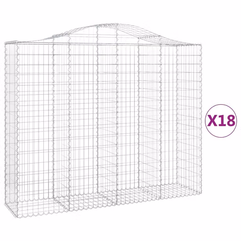 Cesti Gabbioni ad Arco 18 pz 200x50x160/180 cm Ferro Zincato