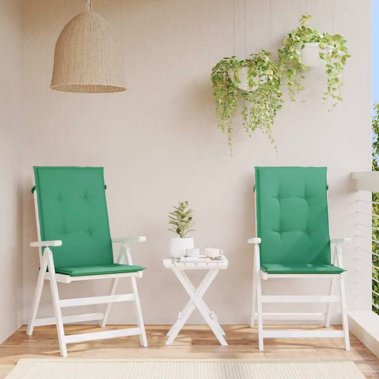 vidaXL Set di 2 Cuscini per Sedie Verdi in Tessuto Idrorepellente e Resistente ai Raggi UV L: 120 cm, P: 50 cm, H: 3 cm
