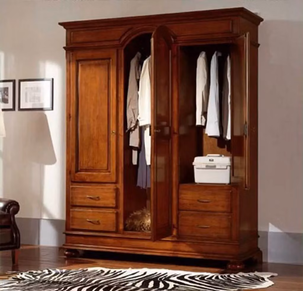 Armadio in legno di colore marrone con 3 ante e 4 cassetti Mobili 2G L/P/H: 184 x 60 x 223 cm – 2