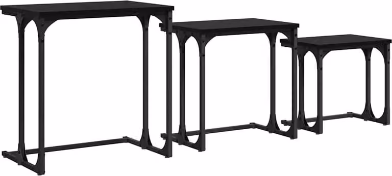 Tavolo da caffè nesting 3 pcs Rovere nero Legno multistrato