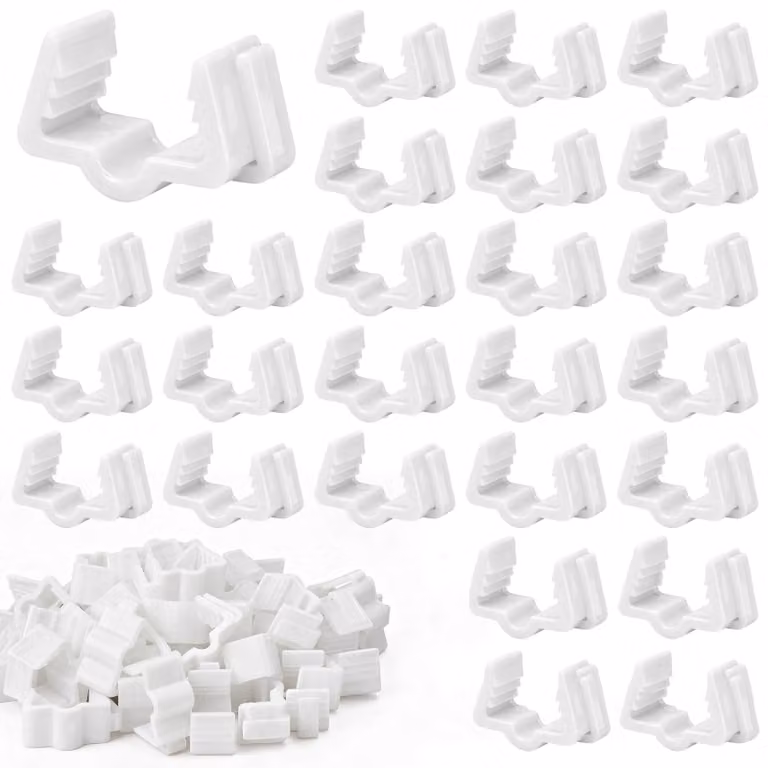 60 supporti per grondaie, adatti per catene luminose, dimensioni 1,8–2,5 cm, in PP