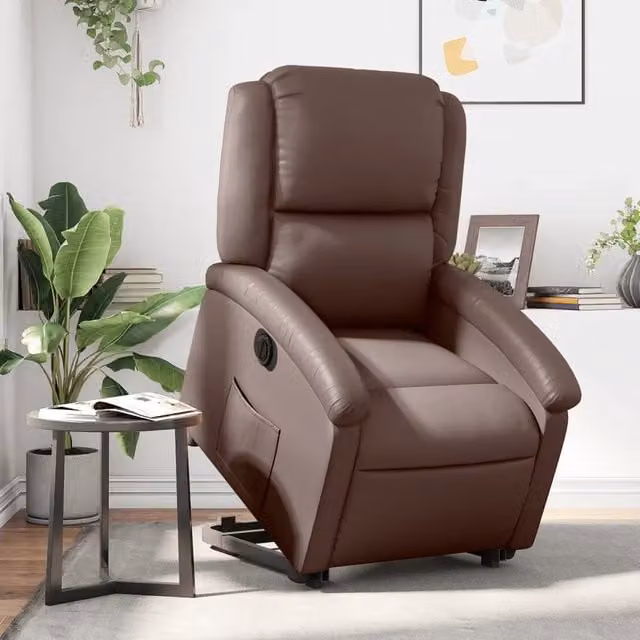 Poltrona Alzapersona Reclinabile vidaXL in Similpelle Marrone con Assistenza Elettrica per Senior