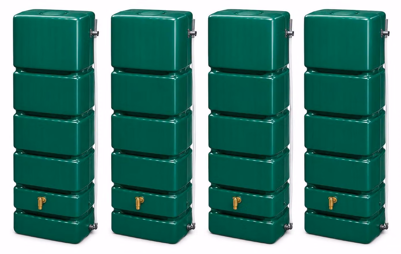 4x 350L GRAF SLIM Wandtank-Set 1400 L dunkelgrün 1840x600x390cm