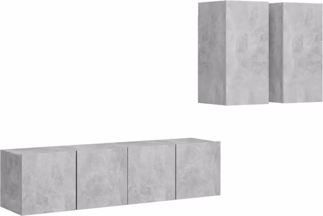 Set di Mobili Porta TV 4 pz | Armadietto TV | Mobile Porta TV Grigio Cemento in Legno Multistrato