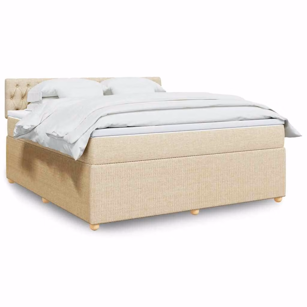 vidaXL Letto Ibrido con Materasso a Molle Insacchettate e Struttura Imbottita Beige e Bianco L/P/H: 180 x 200 x 100,5 cm