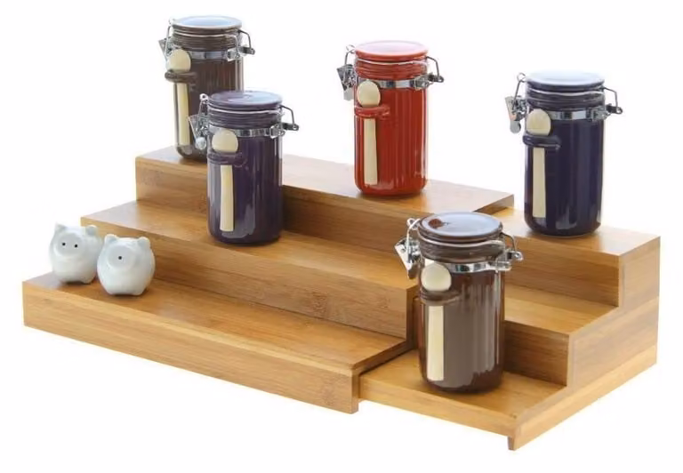 Organizzatore da cucina regolabile in bambù naturale