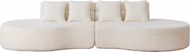 Divano modulare in schiuma 310 cm, 2 pezzi, rivestimento in teddy fleece sfoderabile e lavabile, design moderno minimalista