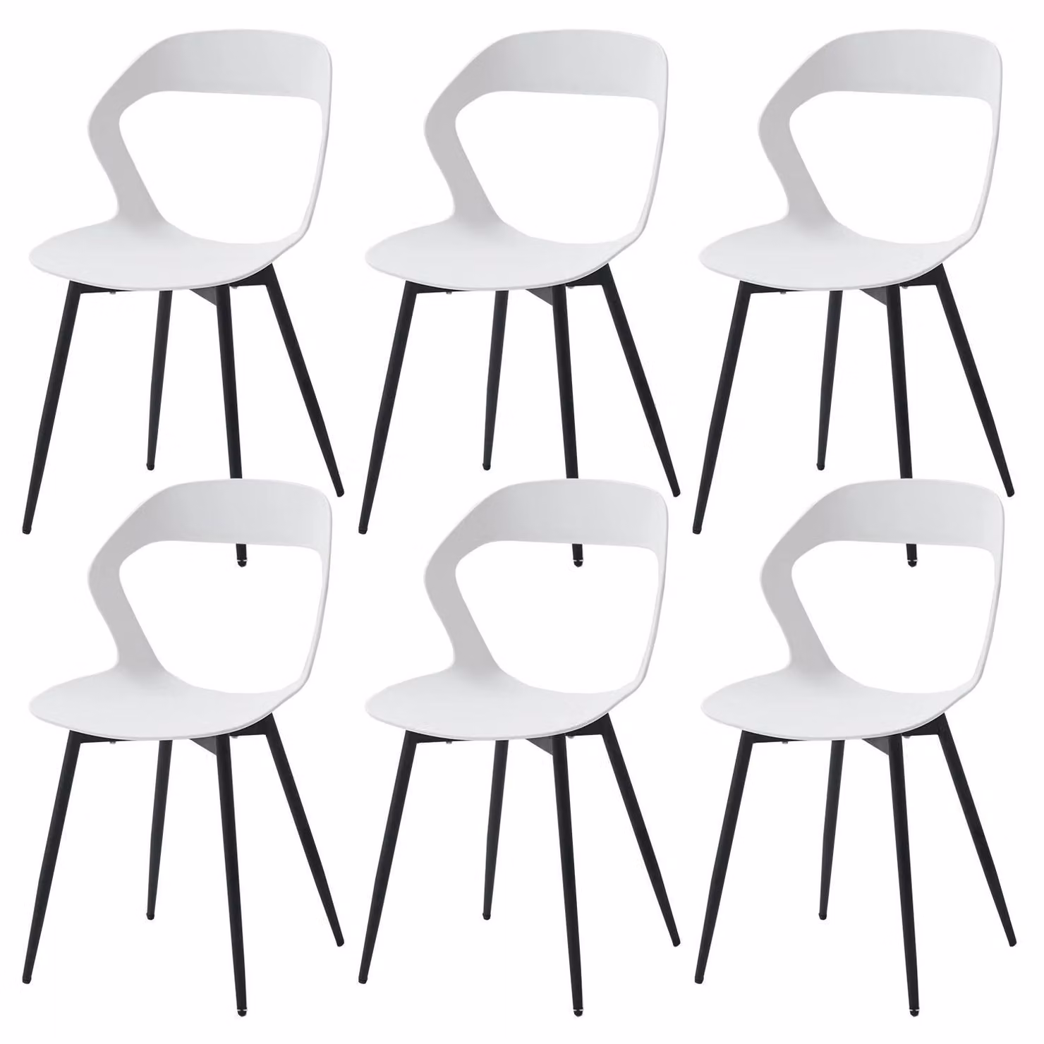 Sedia scandinava - Sedia da pranzo - Imbottita - Seduta in plastica - Gambe in metallo - Non girevole - Senza braccioli - Da montare - Bianca