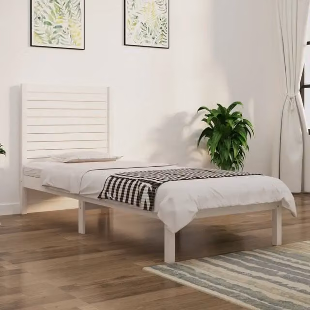 Giroletto singolo vidaXL in legno massello di pino bianco laccato L/P/H: 190 x 90 x 195,5 cm – 1