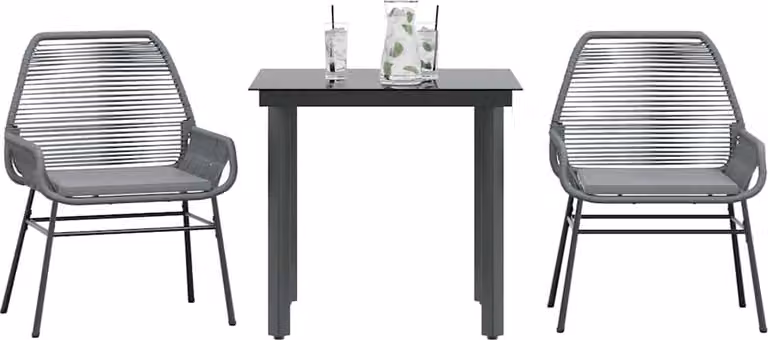 Maison Exclusive - Set da Pranzo da Giardino 3 pz con Cuscini in Polyrattan Vetro