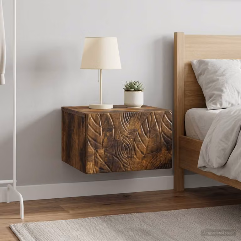 Set di 2 comodini sospesi vidaXL Rovere Fumo L 49 cm x P 34,5 cm x H 20 cm