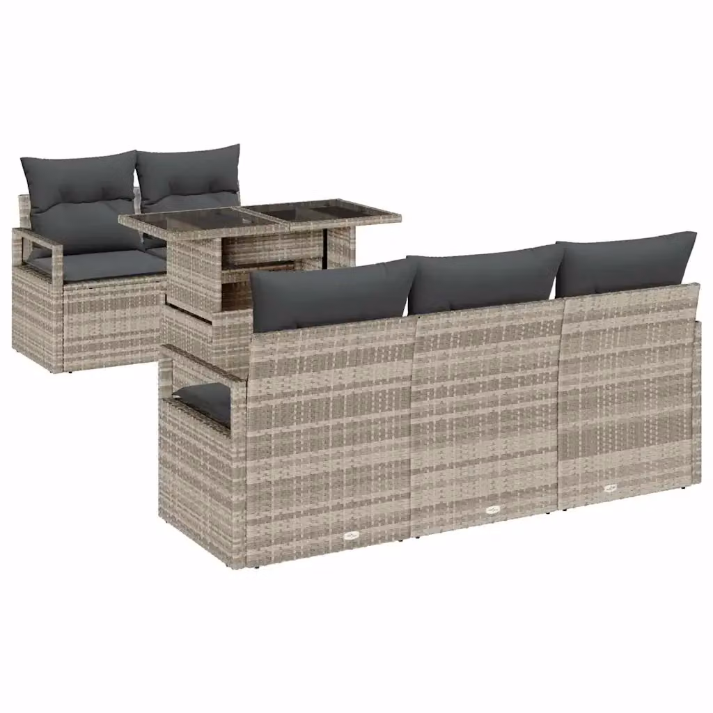 Set Divano da Giardino vidaXL a 6 posti con Tavolino, Design Moderno a U, Grigio – 2