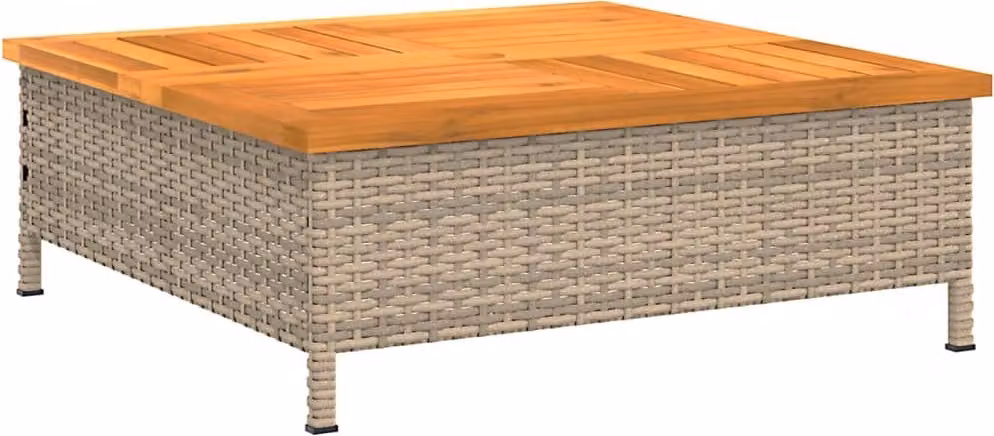 Tavolo da Giardino Beige 70x70x25cm in Rattan e Legno di Acacia