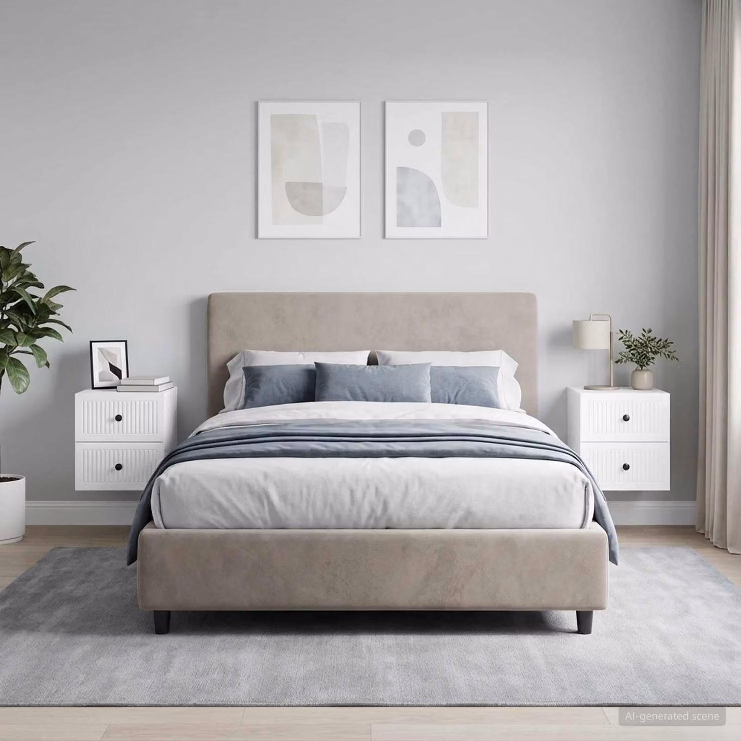 Set di 2 Mobiletti da notte a muro vidaXL Bianco Lucido L 33 cm, P 34,5 cm, H 40 cm
