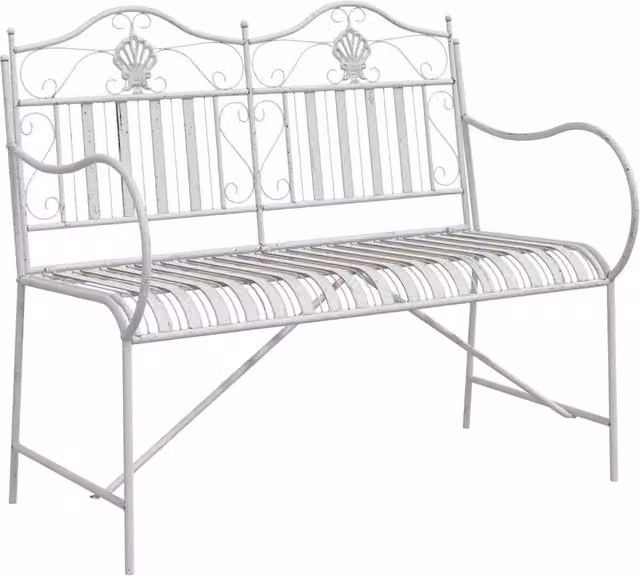 Panchina da giardino moderna in acciaio bianco con braccioli L/P/H: 103,5 x 59 x 89 cm